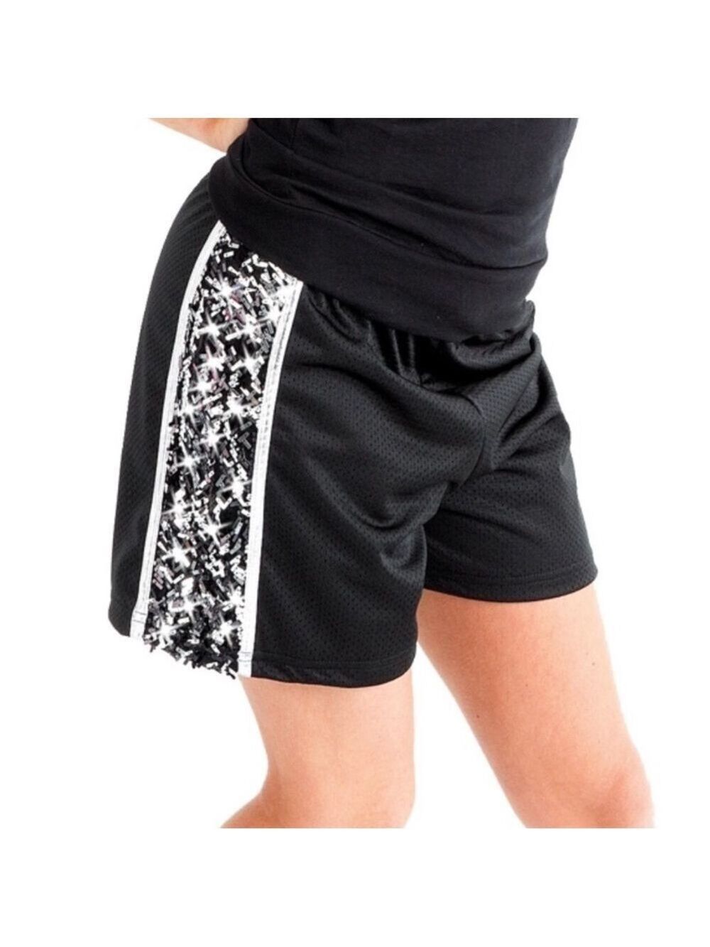 𝅺GIA Mia black mesh sequin cheer dance shorts size small